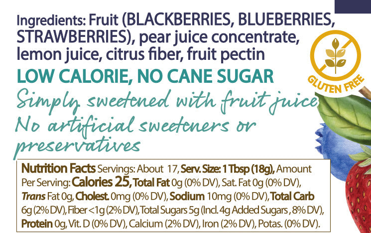 Naked Triple Berry Spread nutrition facts